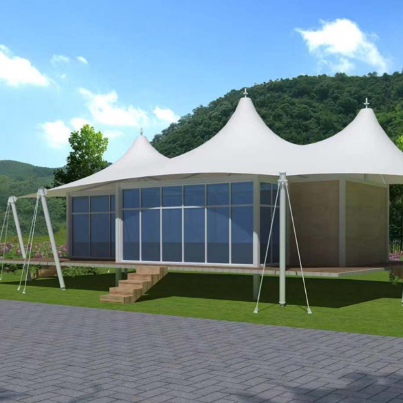 Præab House Three Peaks Shape 2 Soveværelset PVDF Waterfect Fabric Resort Hotel Tent